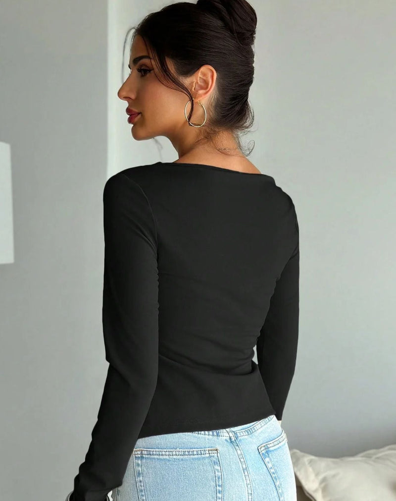 Blusa Mathy Assimétrica Mangas Longas