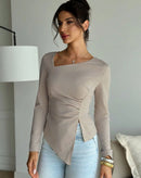 Blusa Mathy Assimétrica Mangas Longas