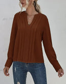 Blusa Pequi com Mangas Longas e Pregas Frontais