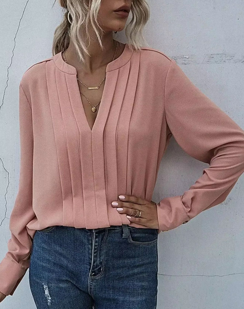 Blusa Pequi com Mangas Longas e Pregas Frontais