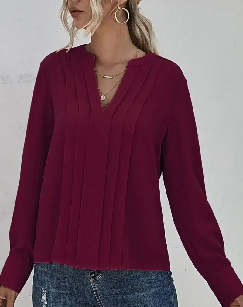 Blusa Pequi com Mangas Longas e Pregas Frontais