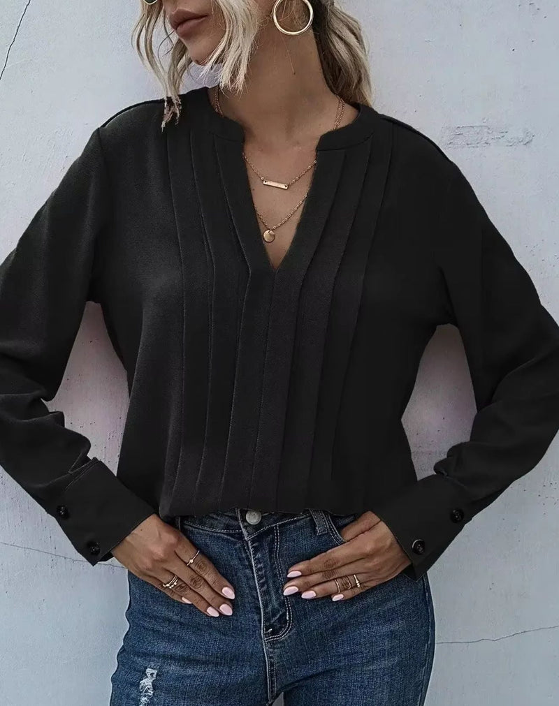 Blusa Pequi com Mangas Longas e Pregas Frontais