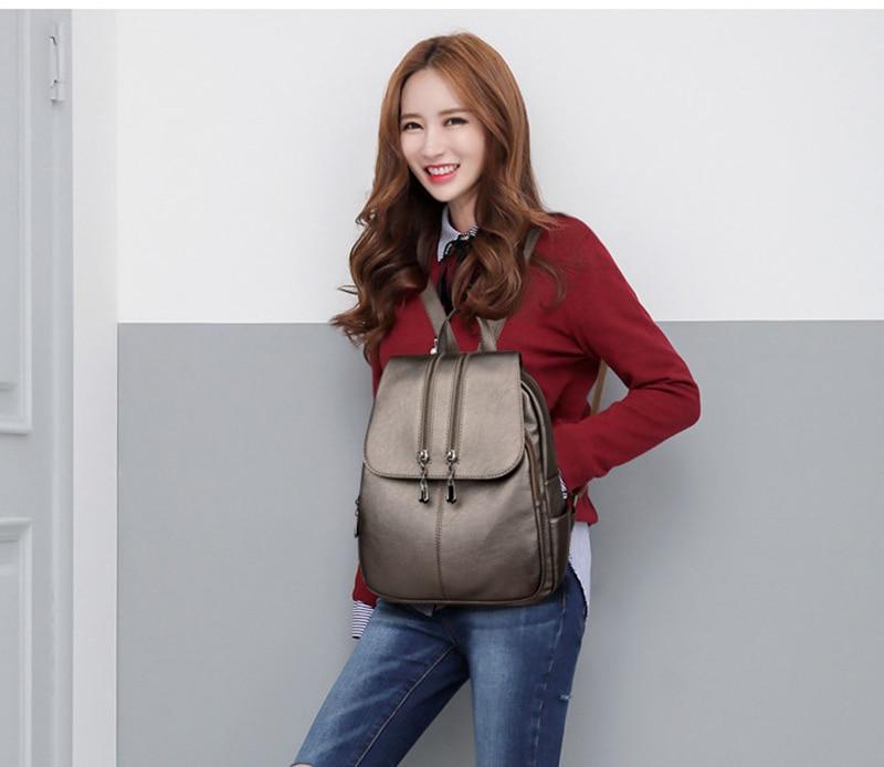 Mochila Femenina de Cuero Ecológico | Moderna, Elegante y Espaciosa