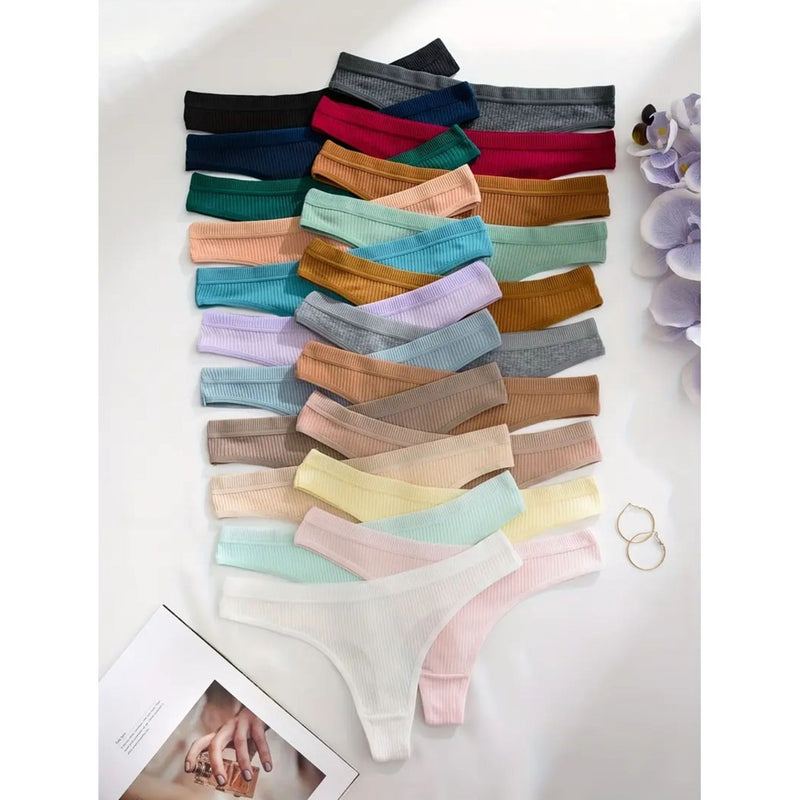 Kit 10 Calcinhas Fio Dental Feminina Algodão Canelado