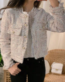 Casaco Star Tweed com Mangas Longas e Botões