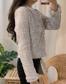 Casaco Star Tweed com Mangas Longas e Botões